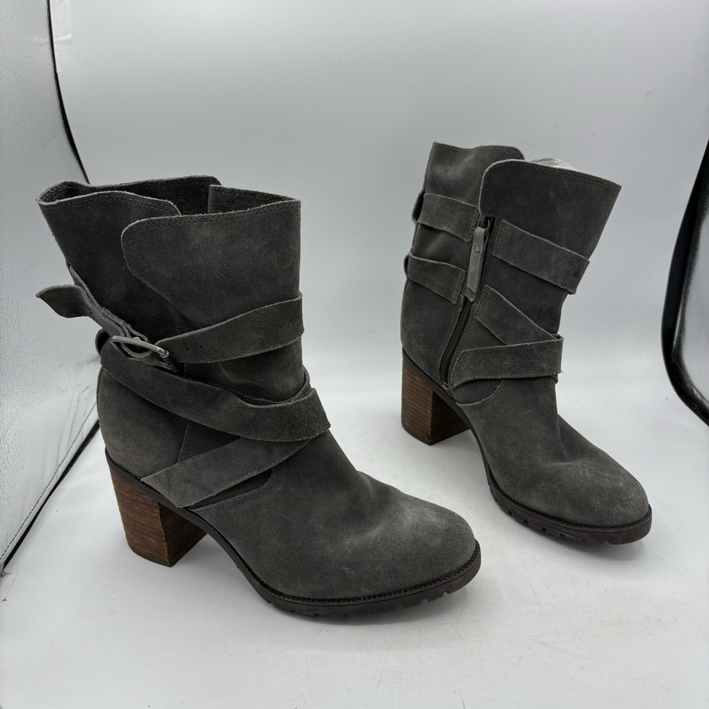 Clarks Artisan Boots Womens 7.5 M Malvet Doris Dark Gray Block Heel